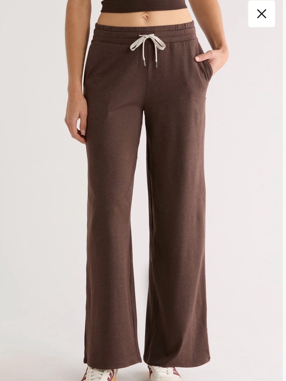 Vuori Wide-Leg Drawstring Pants in Chocolate Brown